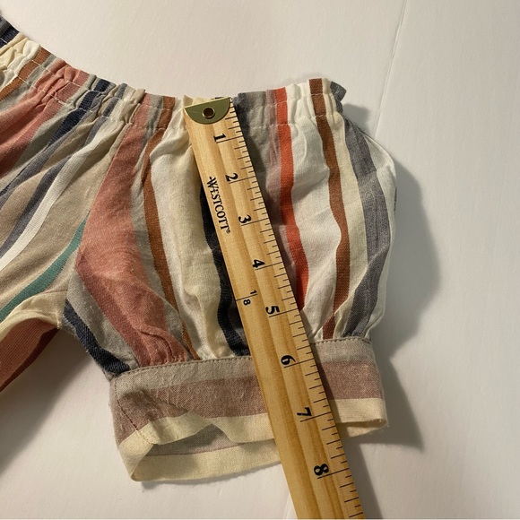 Hint of Blush Striped Cotton Blend Short-Sleeve Romper - Picture 8 of 11